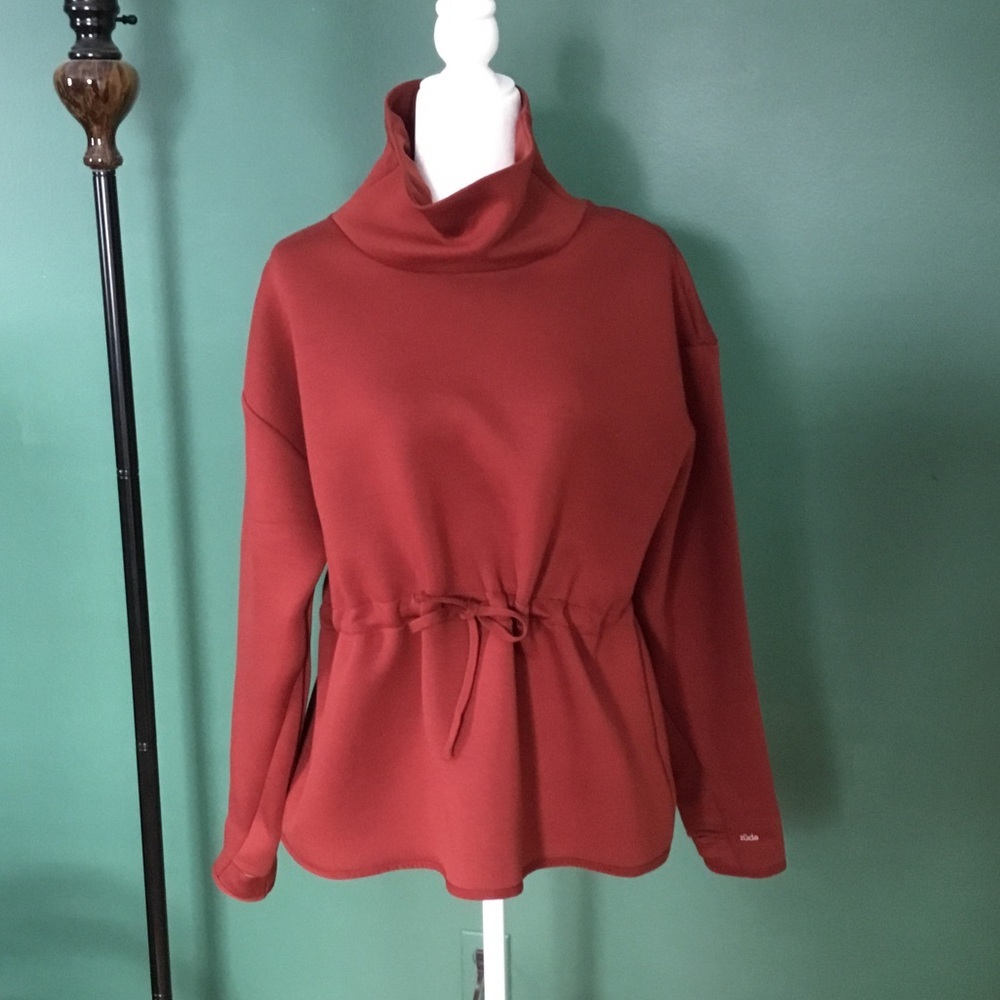 Athleisure Zuda Rust Cowl Neck Tunic Waist Tie Activewear Loungewear Size‎ L